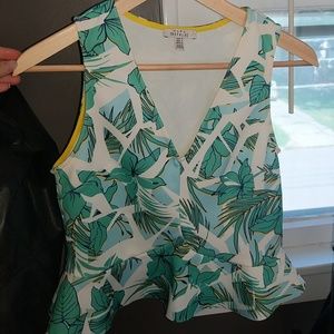 Tropical print peplum top